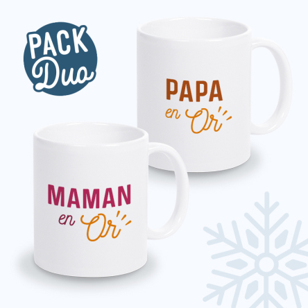 mugs papa et maman en or