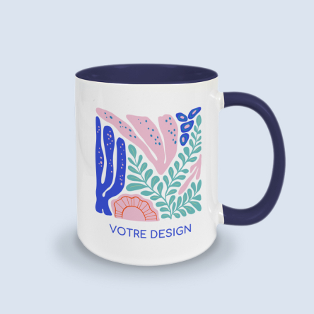 mug bleu foncé personnalisé