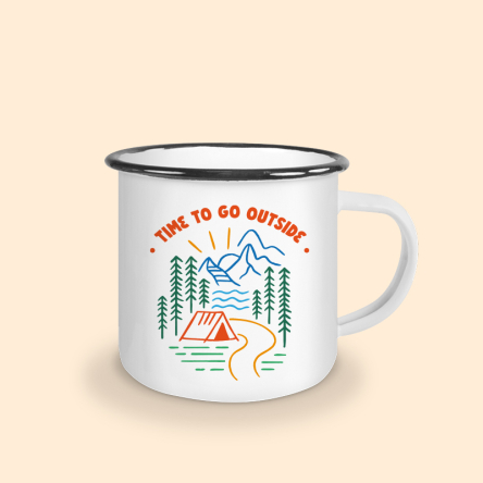 Tasse émaillé Randonnée bord noir