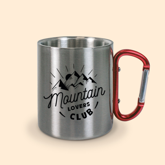 Tasse Inox Montagne mousqueton rouge