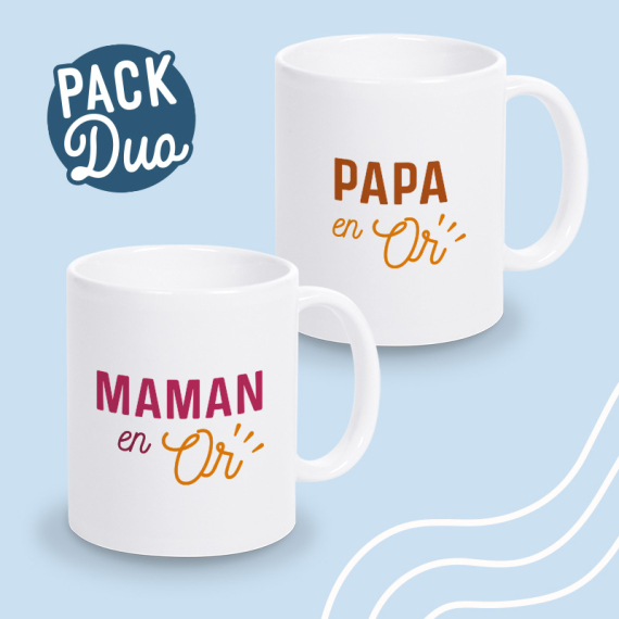 mugs papa et maman en or