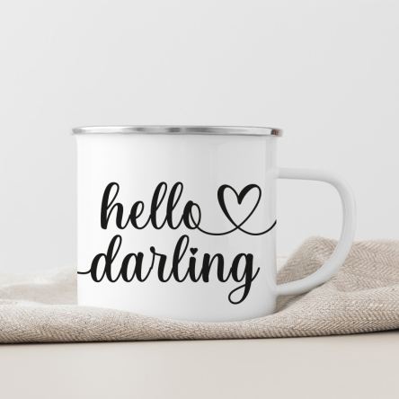 mug émaillé hello darling