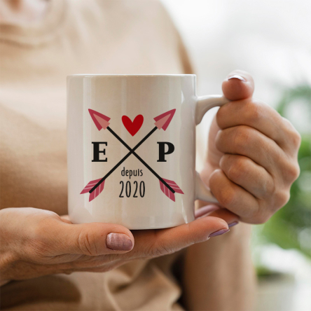 mug flèches initiales personnalisé