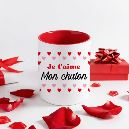 mug rouge je t'aime personnalisé
