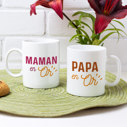 mugs papa et maman en or