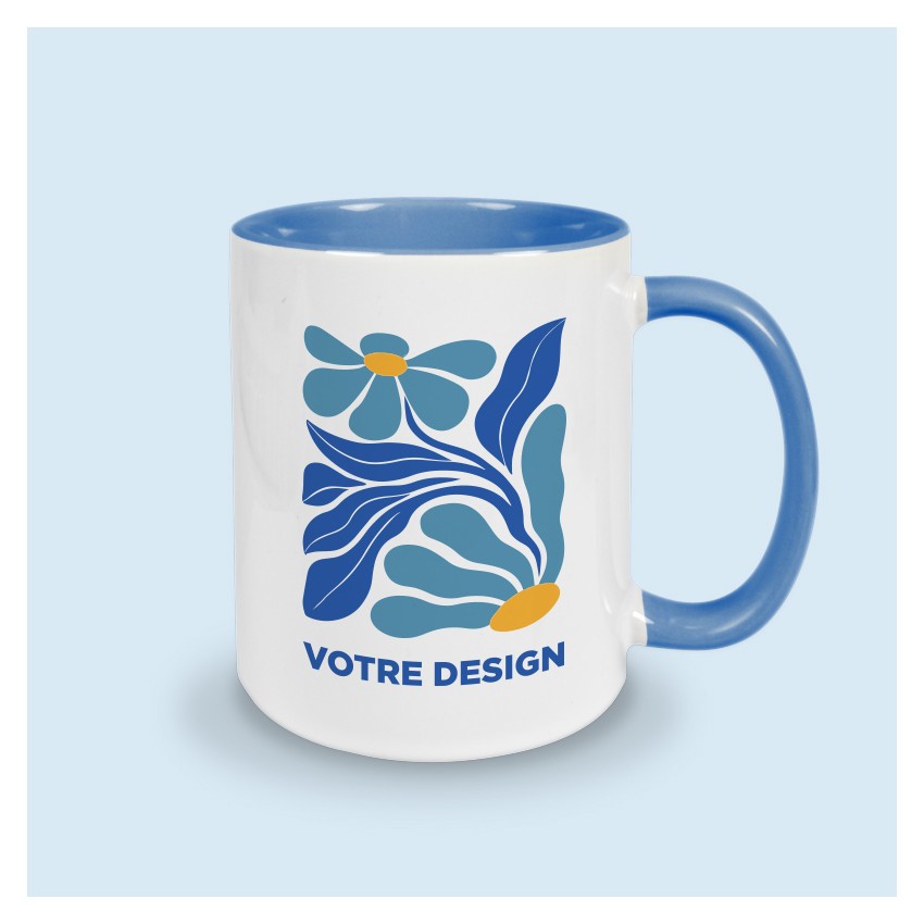 mug bleu personnalisable