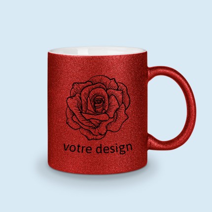 mug rouge à paillettes personnalisé