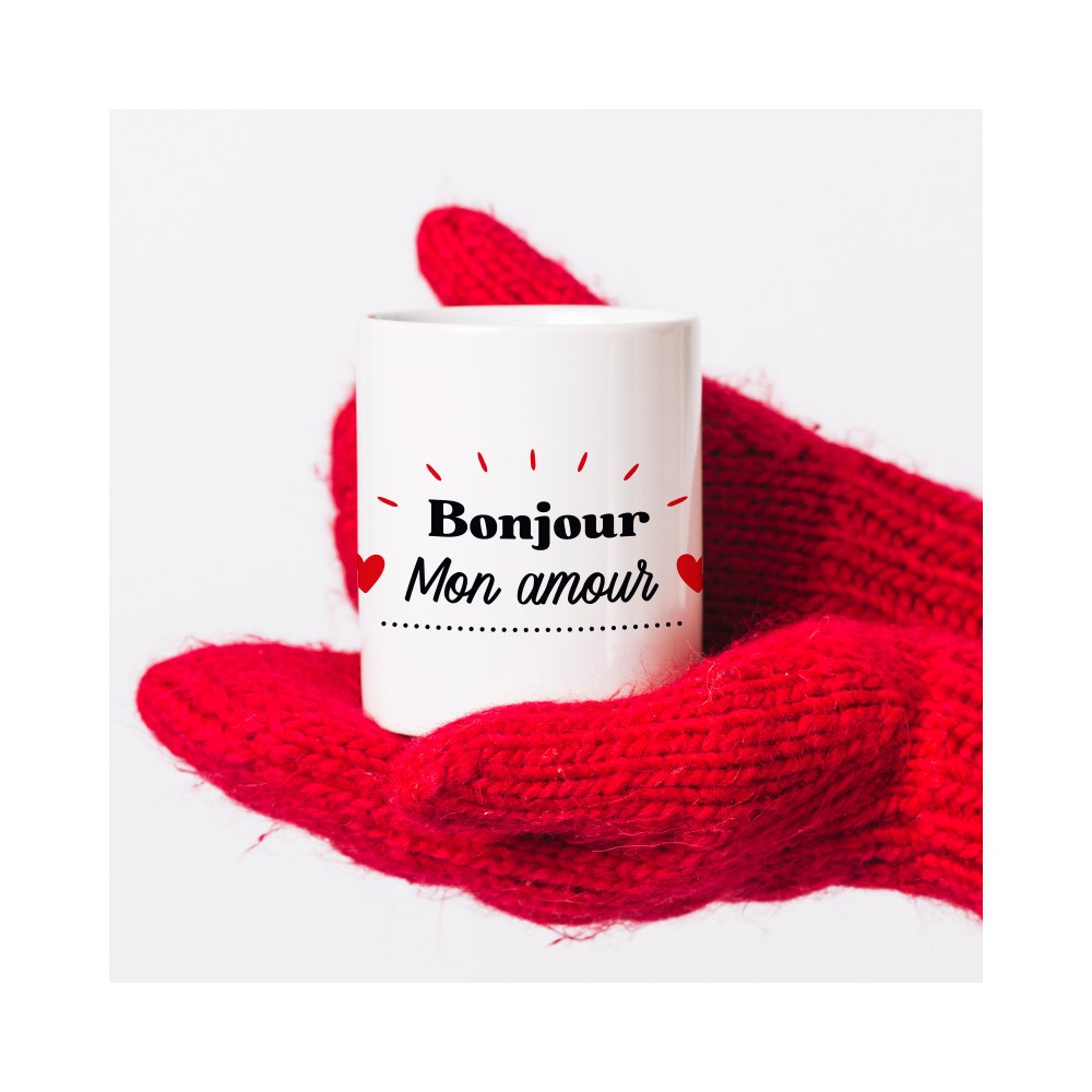 mug bonjour mon amour personnalise