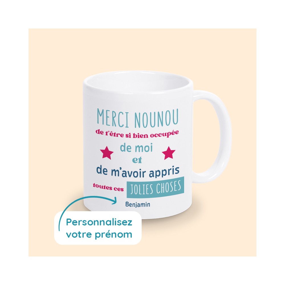 tasse merci nounou personnalisée