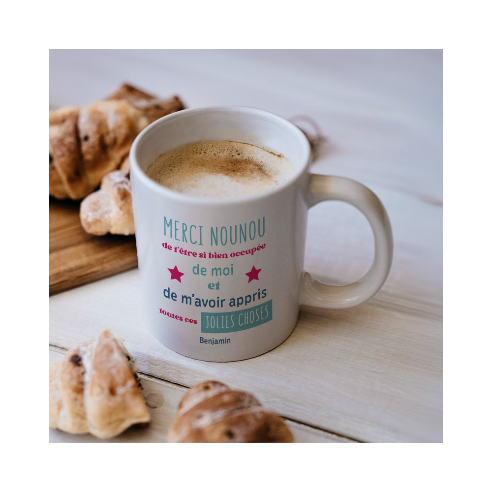 mug merci nounou personnalisée