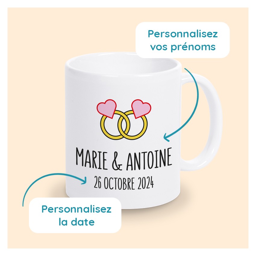 tasse mariage avec prénoms
