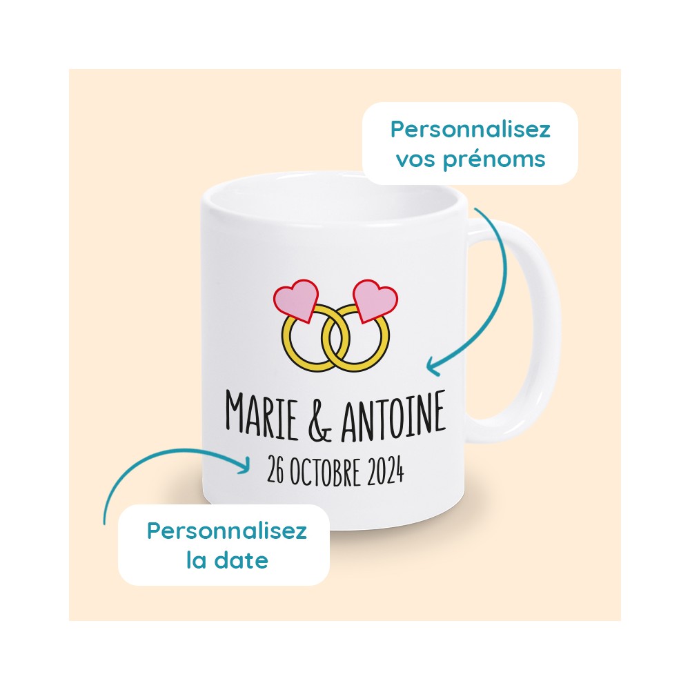 tasse mariage avec prénoms