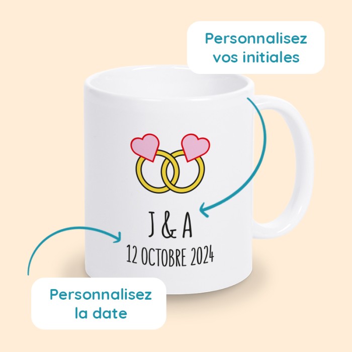 mug mariage avec initiales