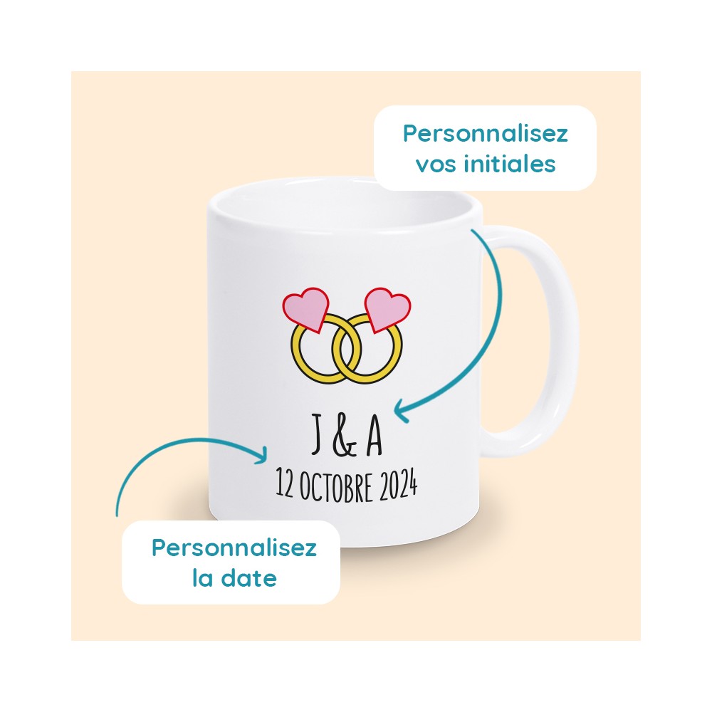 mug mariage avec initiales