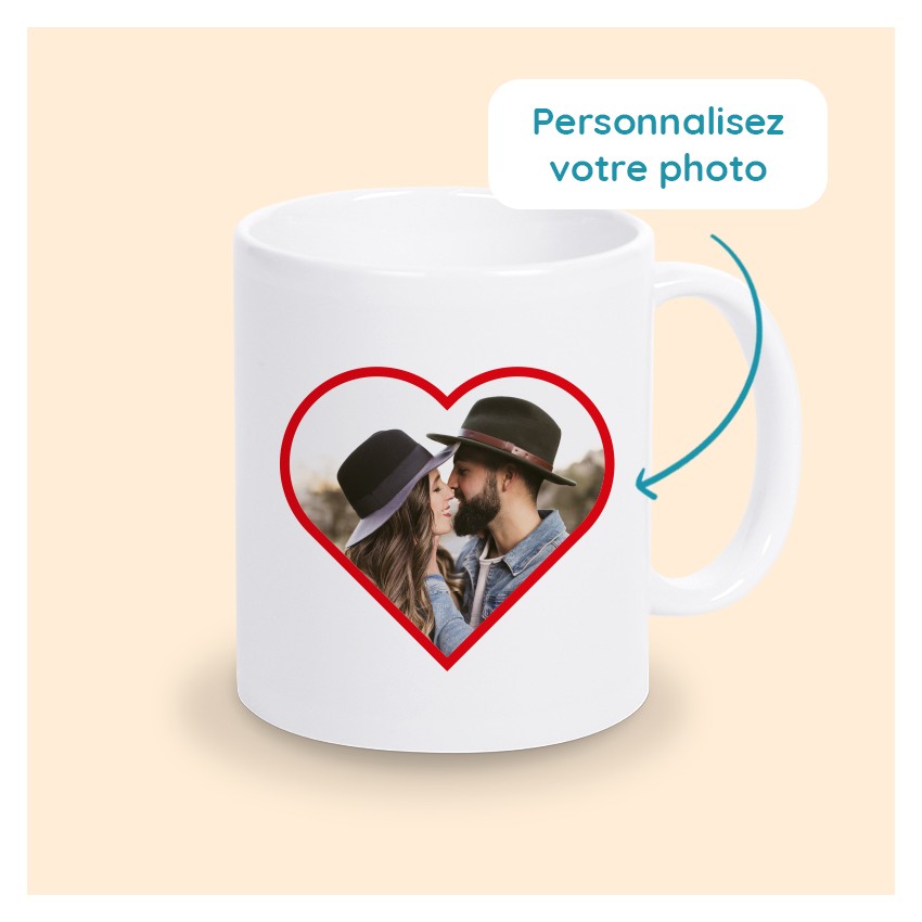 mug photo coeur personnalisé
