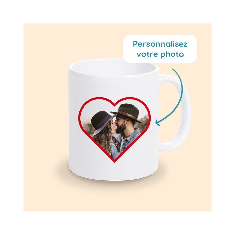 mug photo coeur personnalisé