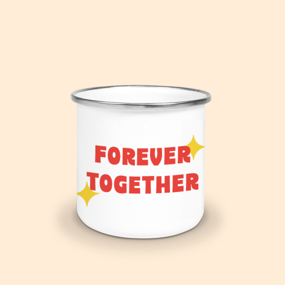 mug émaillé argent forever together