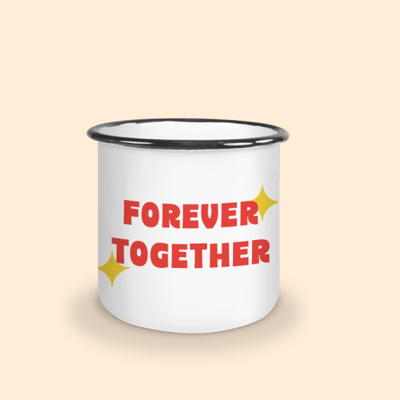 mug émaillé noir forever together