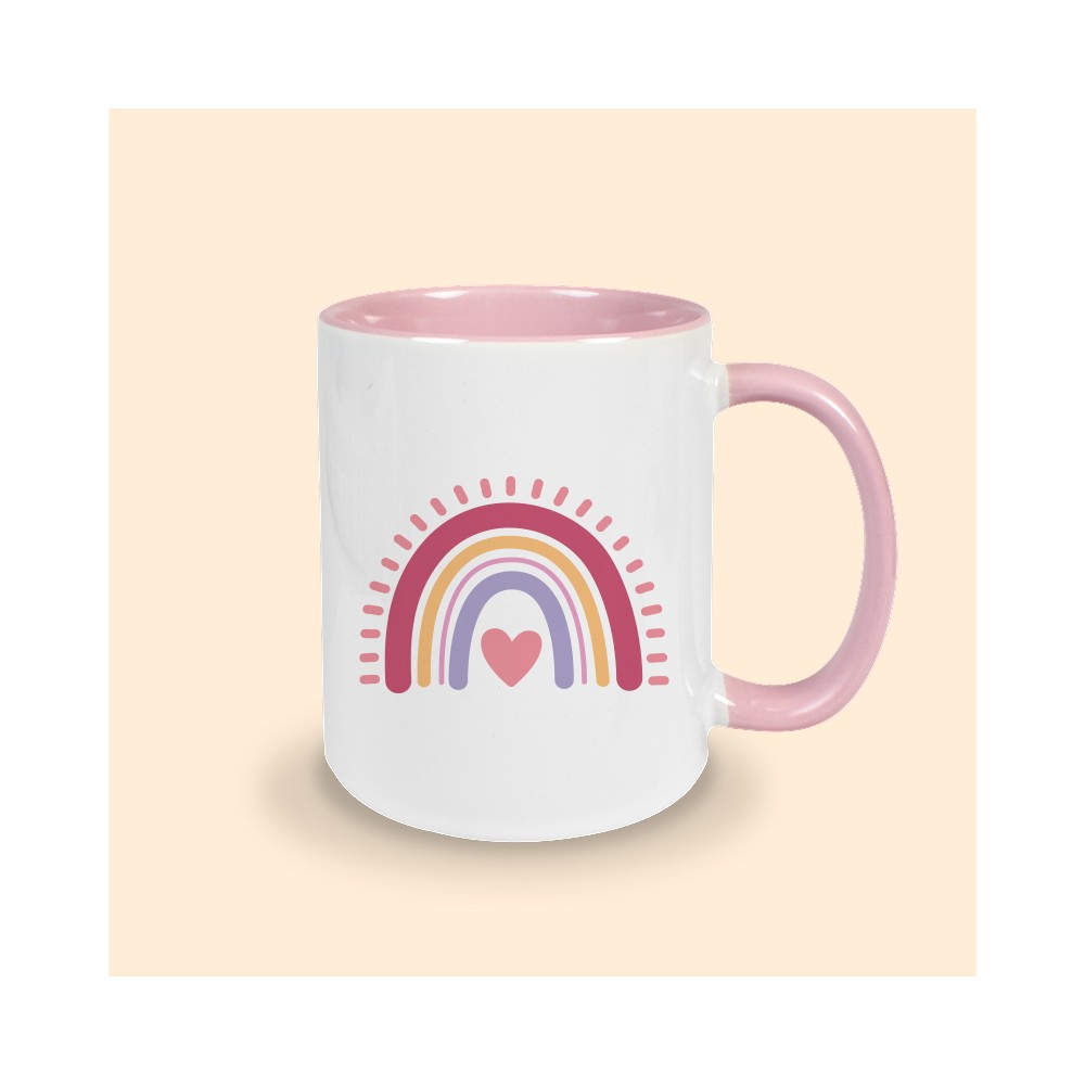 mug arc en ciel rose