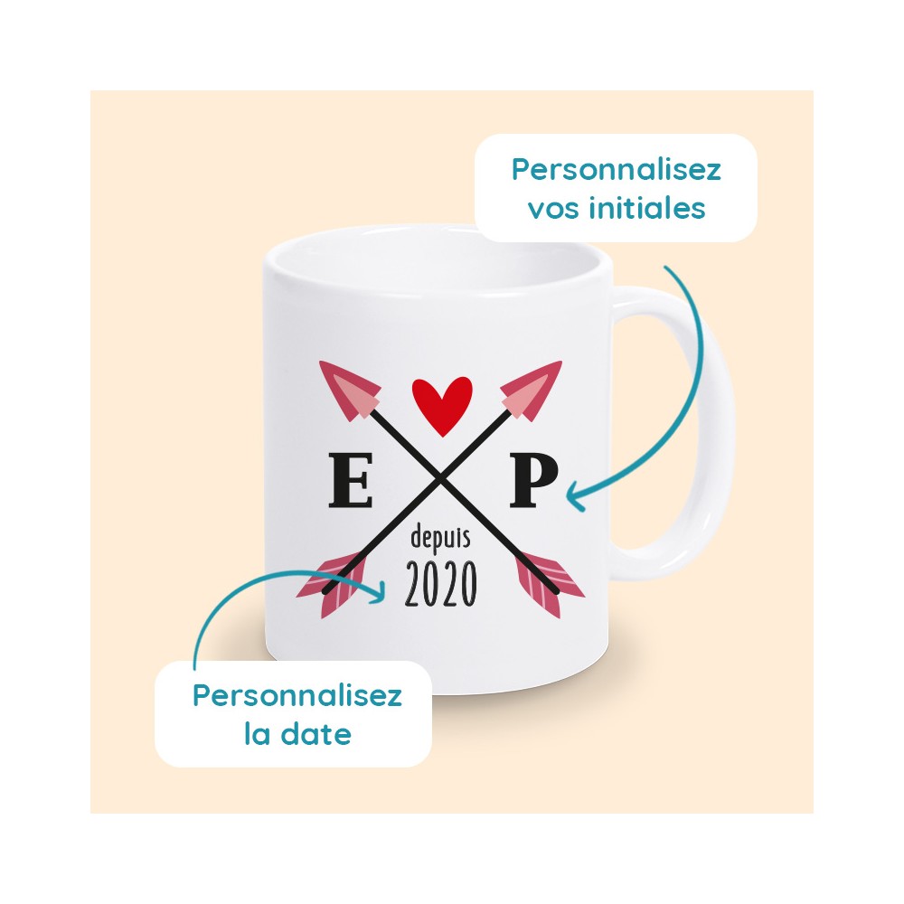 mug flèches initiales personnalisé