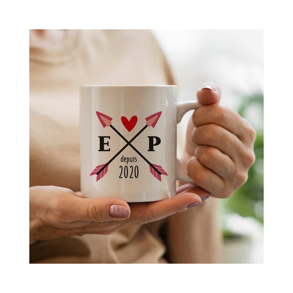 mug flèches initiales personnalisé