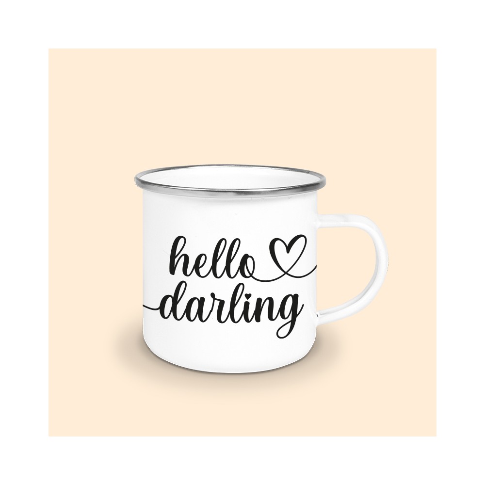 mug émaillé hello darling