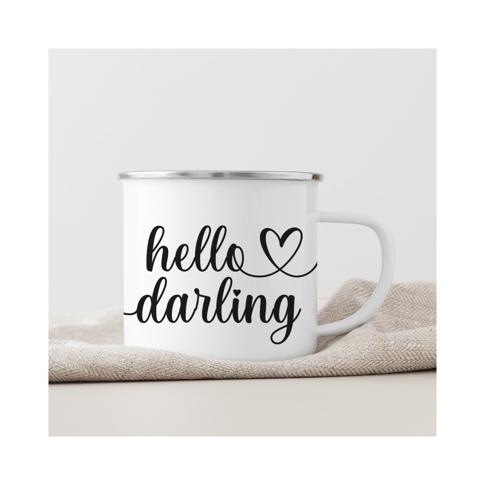 mug émaillé hello darling