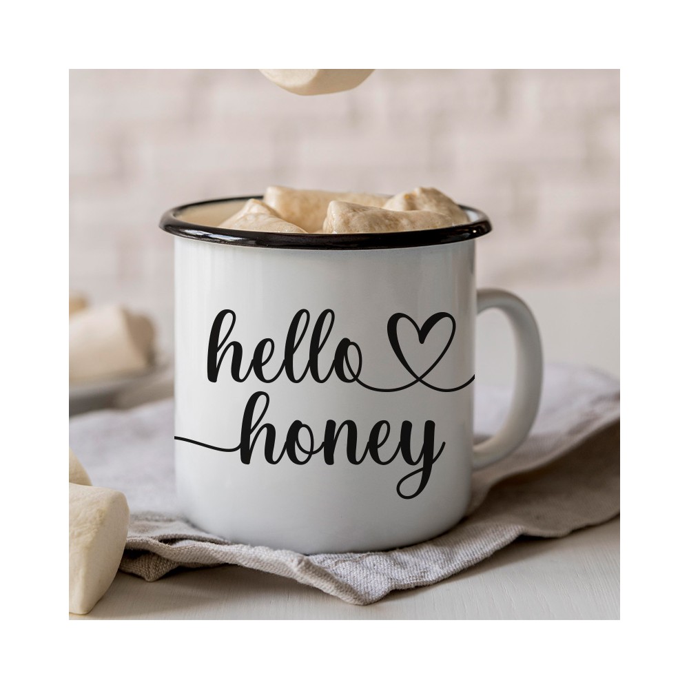 tasse émaillée hello honey mockup