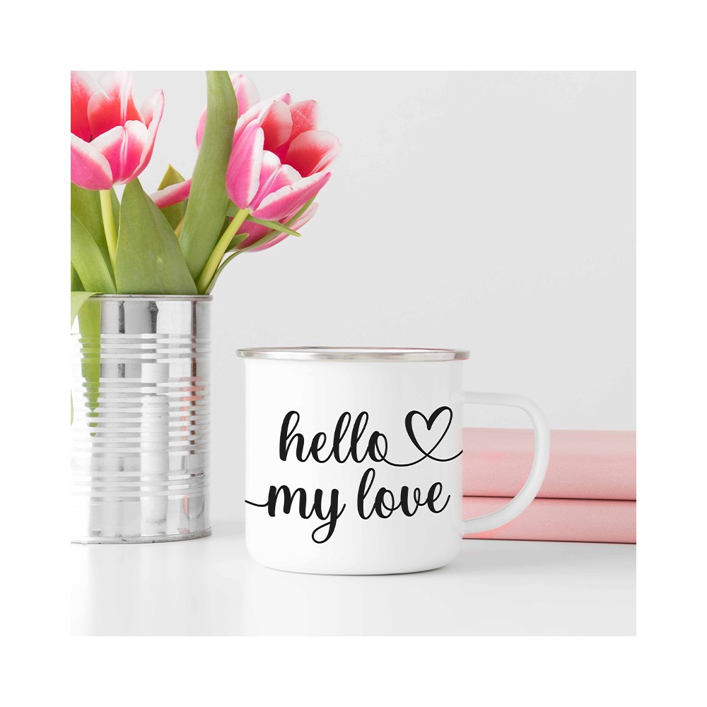 mockup mug émaillé hello my love