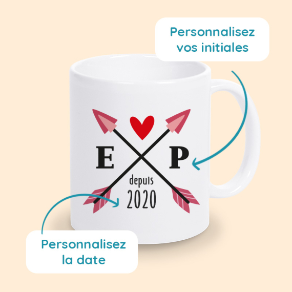 mug flèches initiales personnalisé