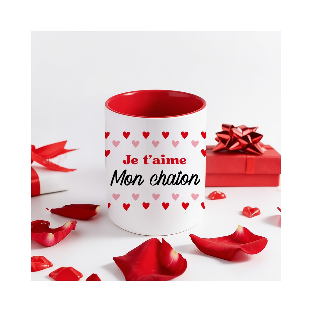 mug rouge je t'aime personnalisé