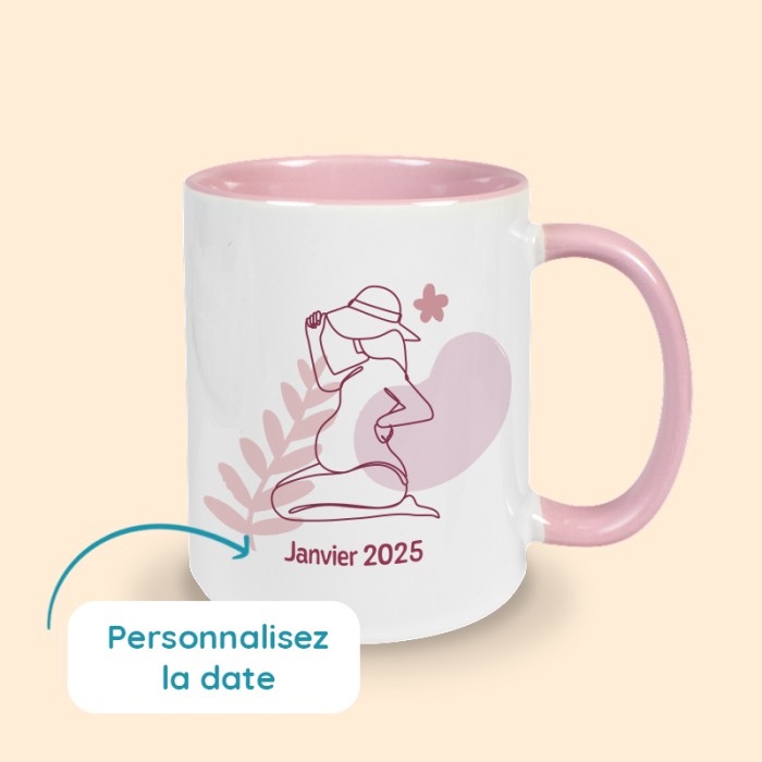 mug rose annonce grossesse personnalisé