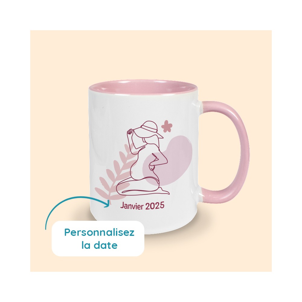 mug rose annonce grossesse personnalisé