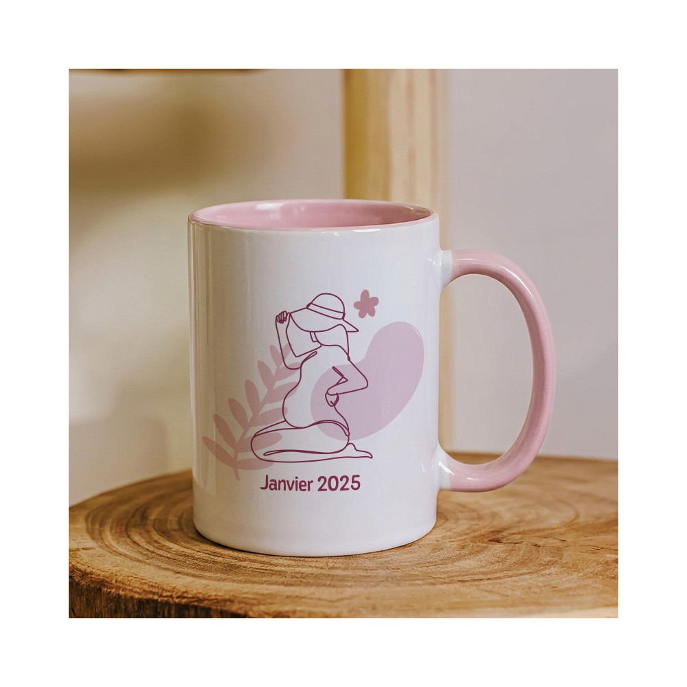 mug rose annonce grossesse personnalisé