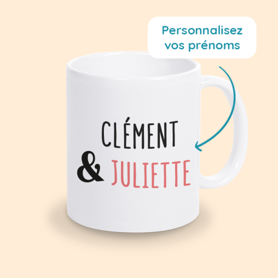 mug prénoms couple personnalisé