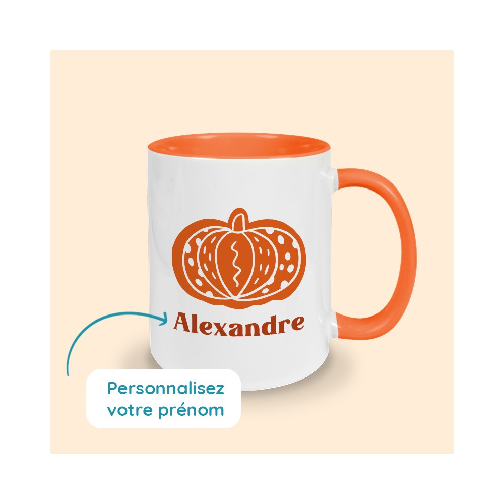 Mug couleur citrouille prénom