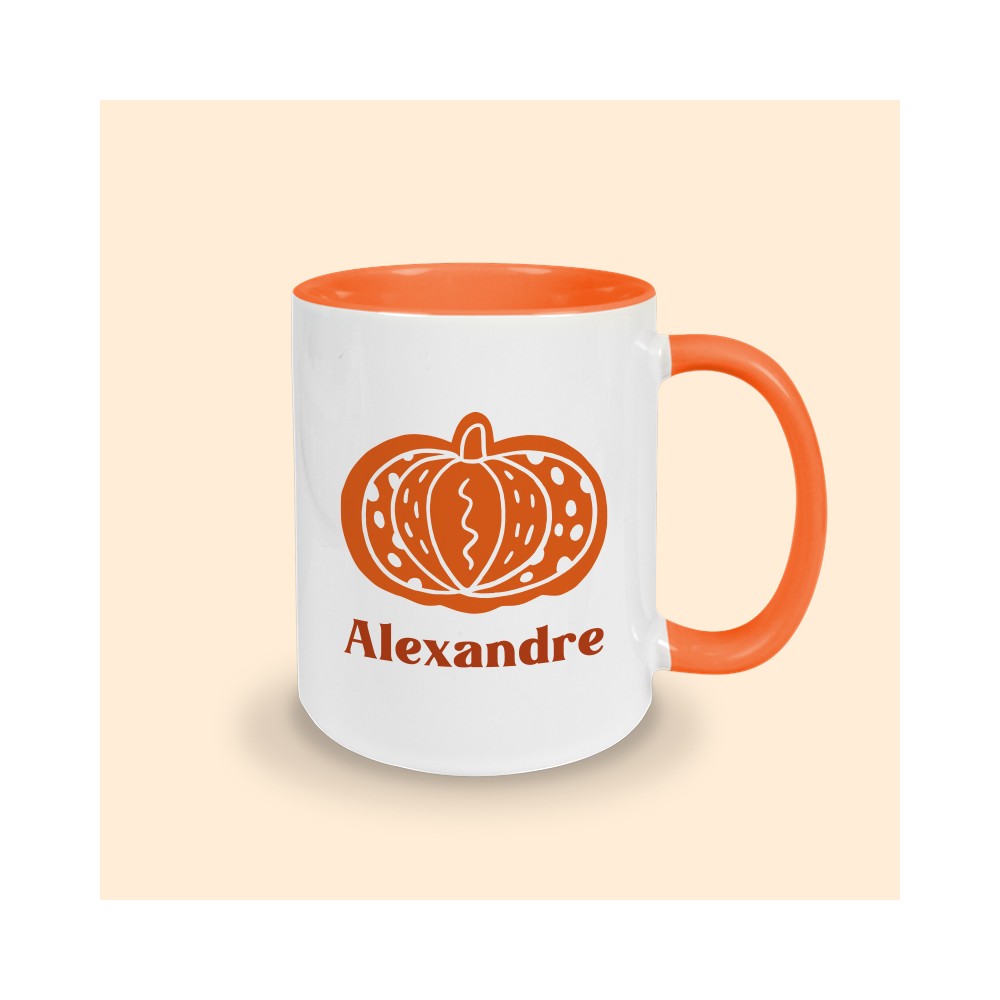 Mug couleur citrouille personnalisé