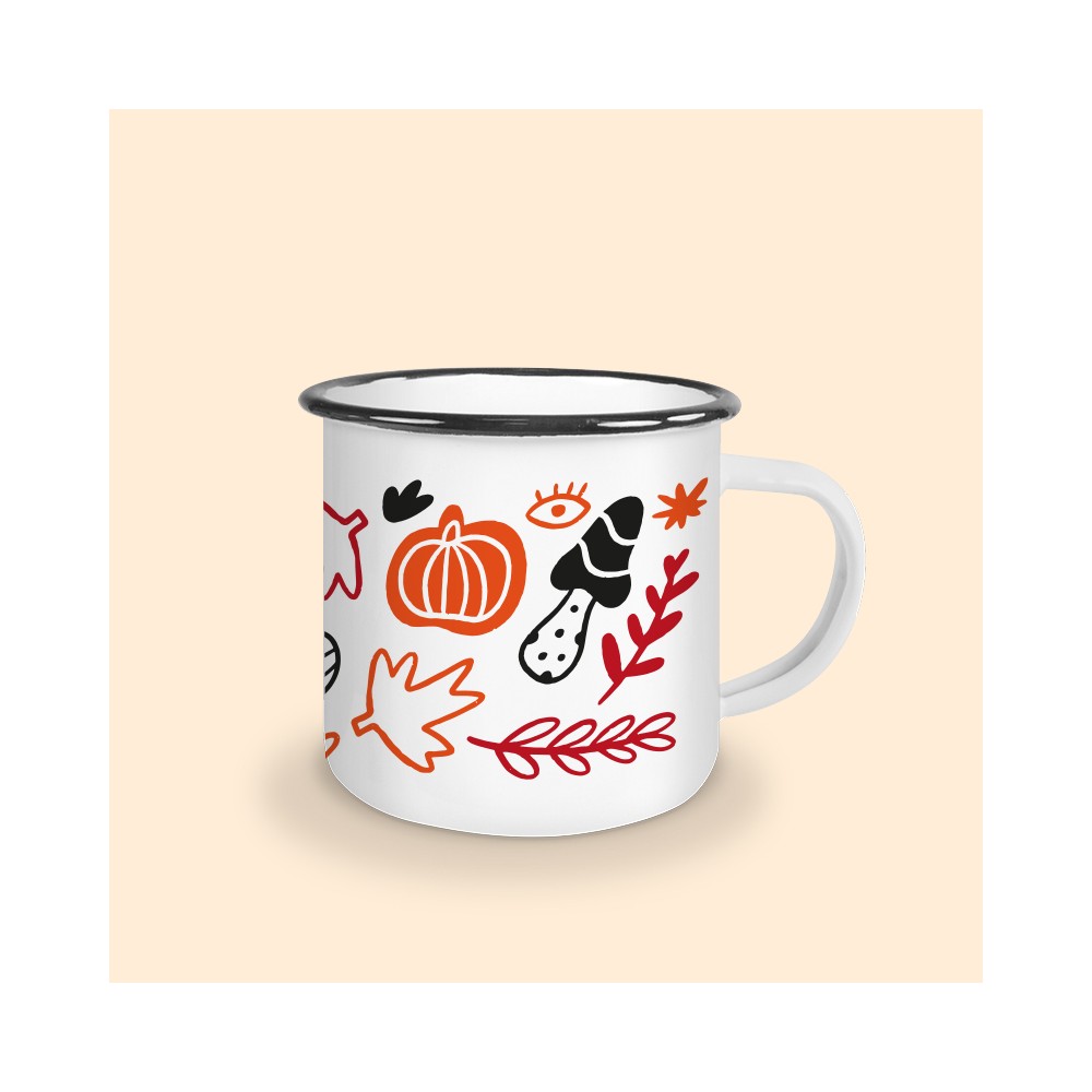 Mug Émaillé Champignon | Tasse Automne