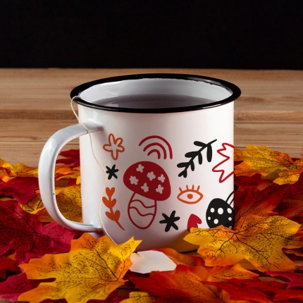mug émaillé citrouilles