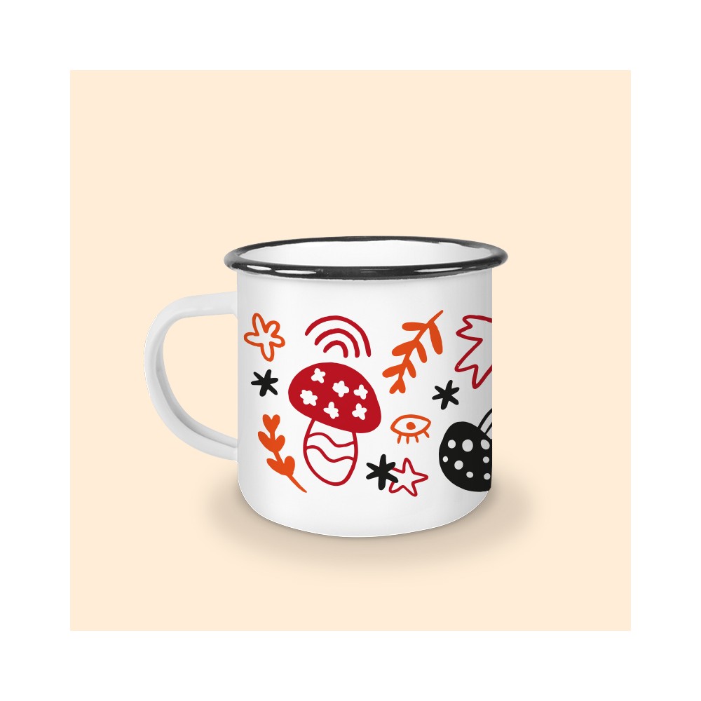 Mug Émaillé Champignon | Tasse Automne