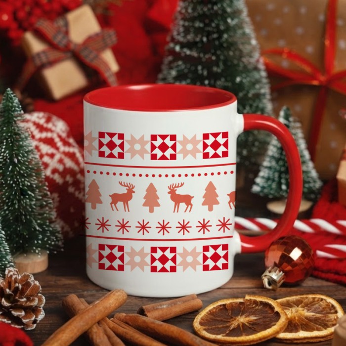 Mug Rouge Motif Noël | Tasse de Noël à Motif
