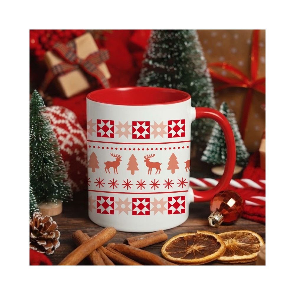 Mug Rouge Motif Noël | Tasse de Noël à Motif