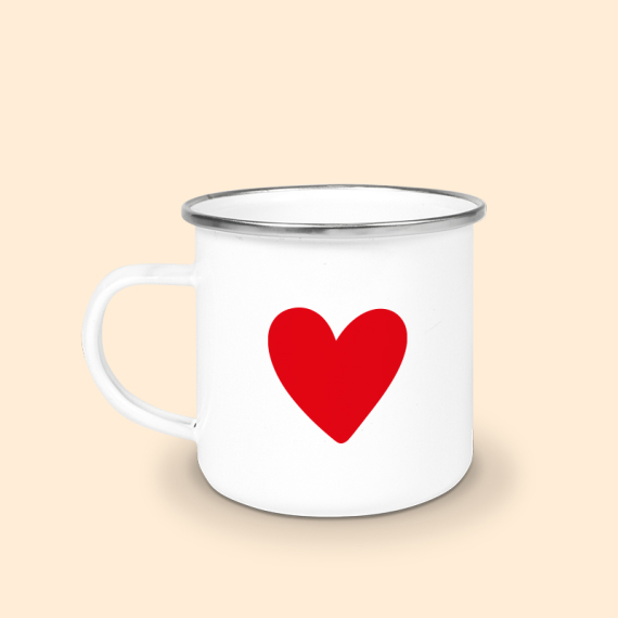 mug émaillé coeur