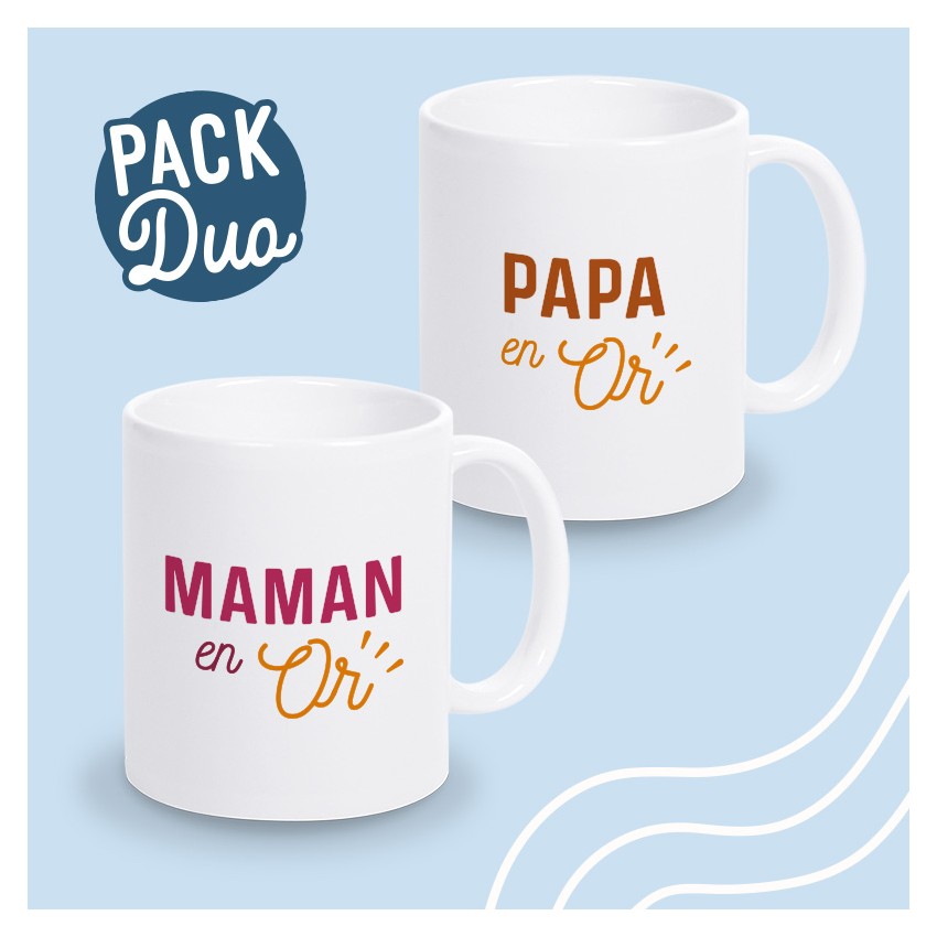 mugs papa et maman en or