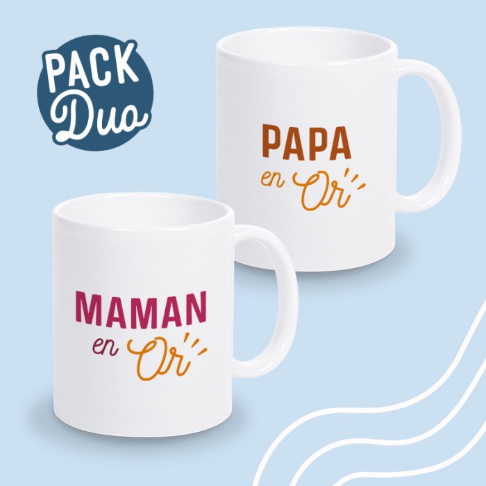 mugs papa et maman en or