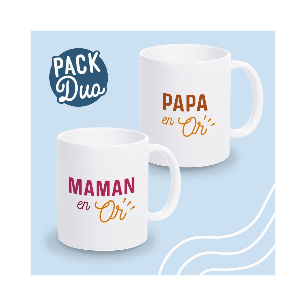 mugs papa et maman en or