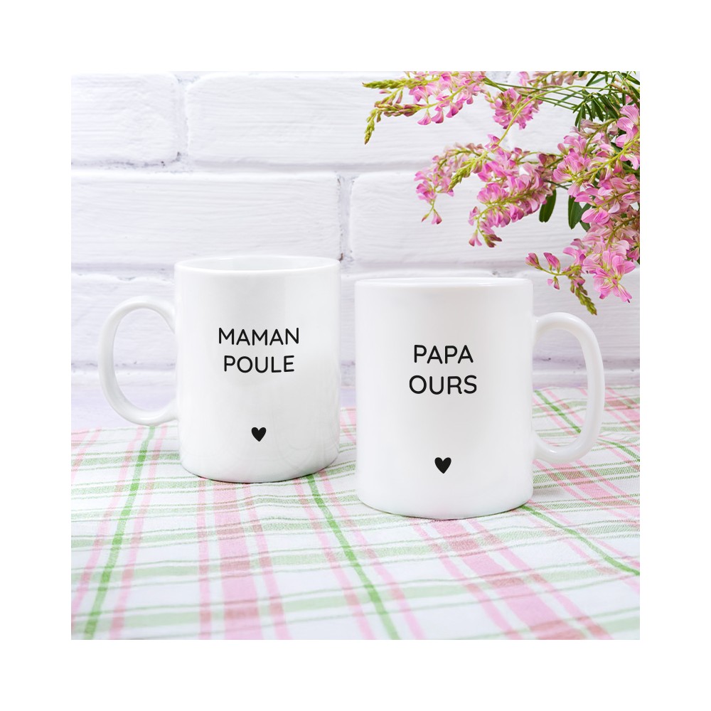 Mugs Maman Poule & Papa Ours | Mug Papa et Maman Poule