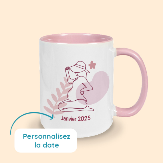 mug rose annonce grossesse personnalisé