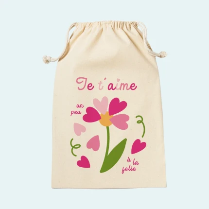 Pochon Emballage Cadeau Je T'aime un Peu à la Folie