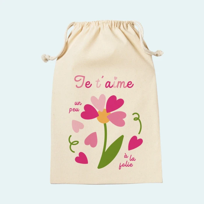 Pochon Emballage Cadeau Je T'aime un Peu à la Folie